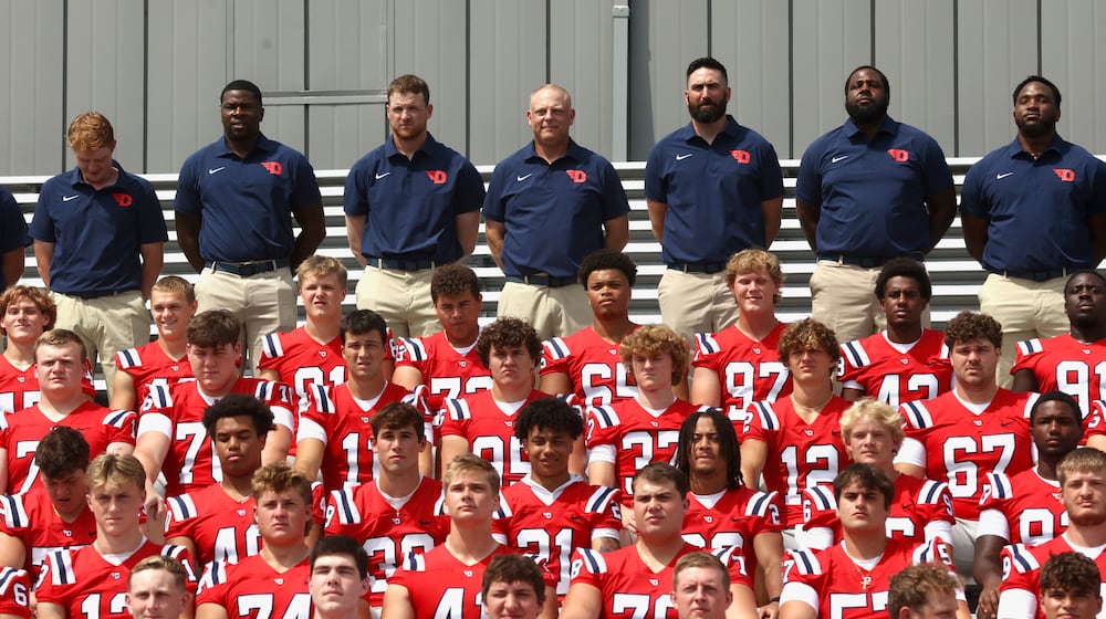 T'he Dayton football team poses for a team photo at Media Day on Sunday, Aug. 17, 2025, at Welcome Stadium. David Jablonski/Staff