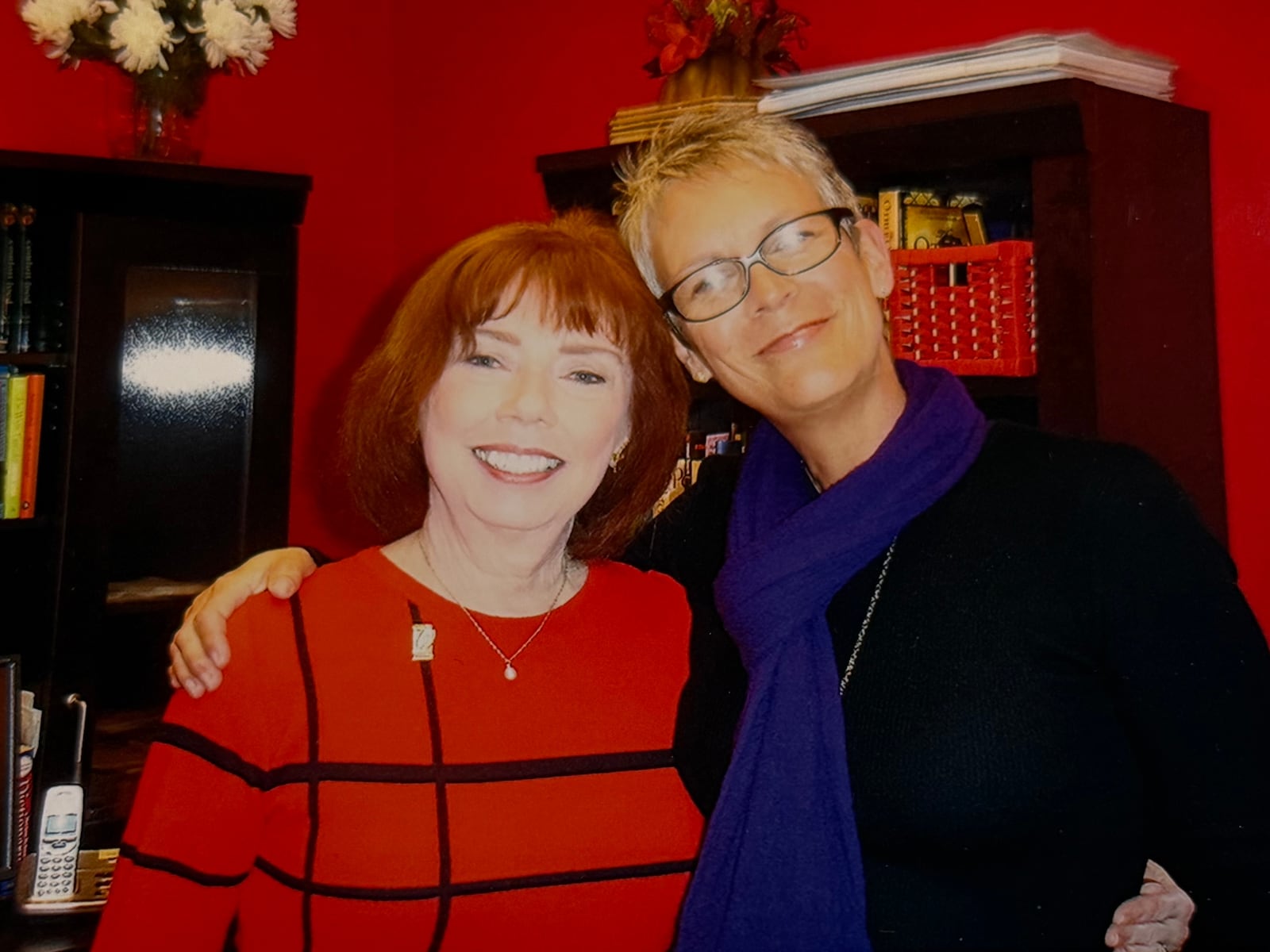 Actor/writer Jamie Lee Curtis, right, visited Book&Co. a number of times. Here. she is pictured with Sharon Kelly Roth in 2008. CONTRIBUTED