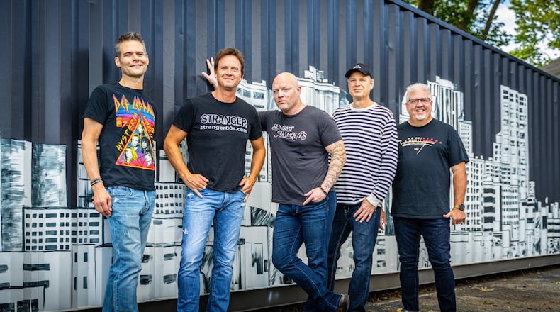 Stranger — featuring (left) Rob Hoeting, Jeff Stevens, Matt Smith, Brian Elias, and Bruce Corbolotti — is a 1980s cover band from Dayton. The band is the 2025 Best of Dayton winner in the category of Best Local Band. STRANGER / CONTRIBUTED