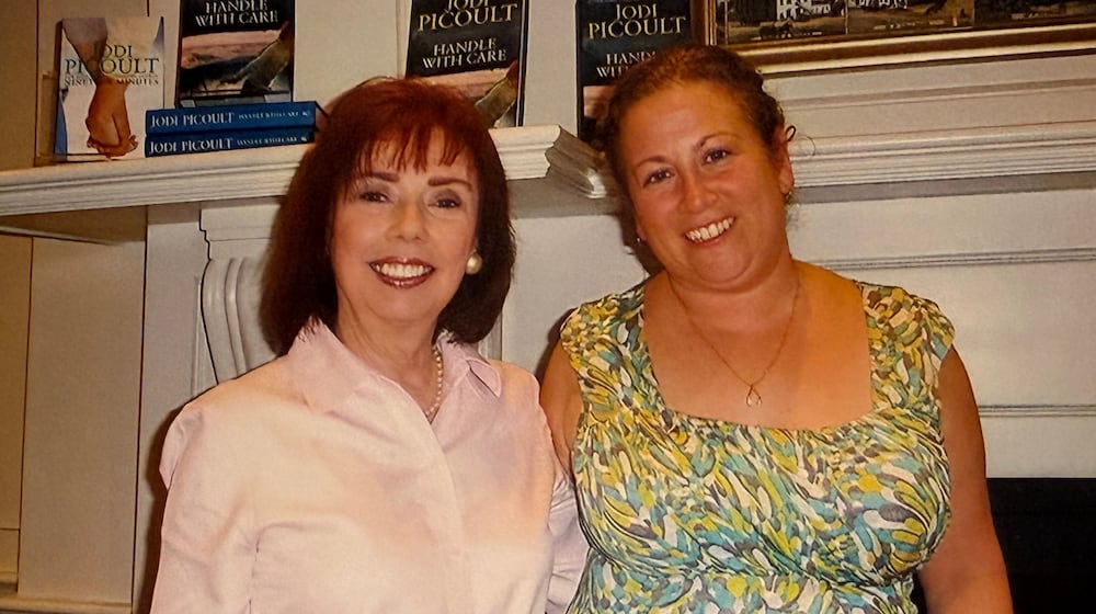 For 35 years Sharon Kelly Roth, left, was director of public relations for Books&Co. Here she is pictured with Jodi Picoult who, says Roth, writes "contemporary, engaging stories that are popular with book clubs. 
CONTRIBUTED