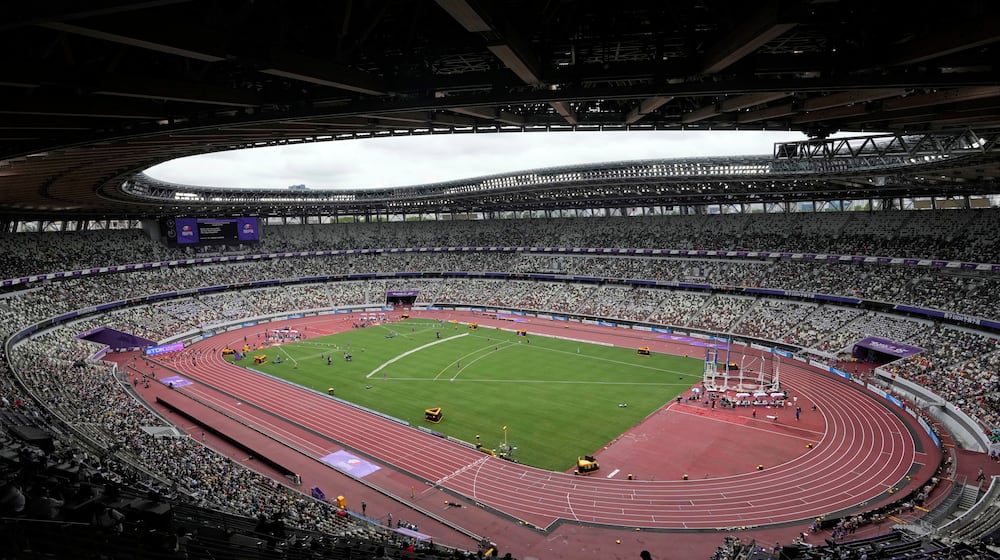 A general view of the stadium on day one of the World Athletics Championships in Tokyo, Saturday, Sept. 13, 2025. (AP Photo/Hiro Komae)