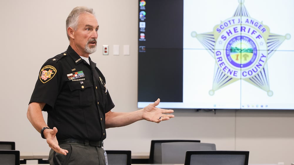 Greene County Sheriff Scott Anger talks in the main conference room in the new sheriff's office on Monday, Sept. 8. The department moved into its new office on Greene Way Boulevard, just off West Main Street in Xenia, in early August. BRYANT BILLING / STAFF