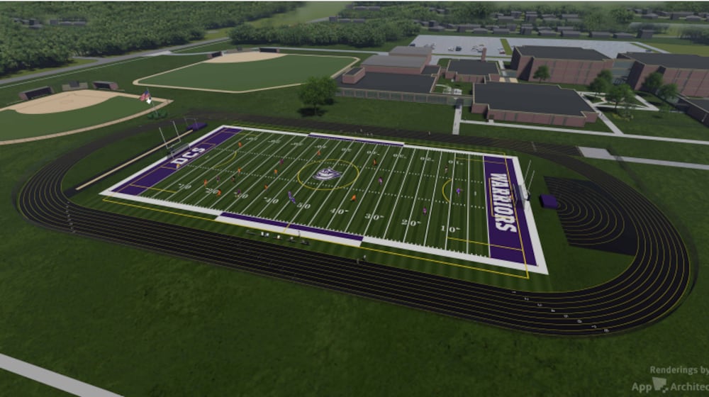 A rendering of the Dayton Christian full-sized athletic field proposed by the school. Courtesy of Dayton Christian.