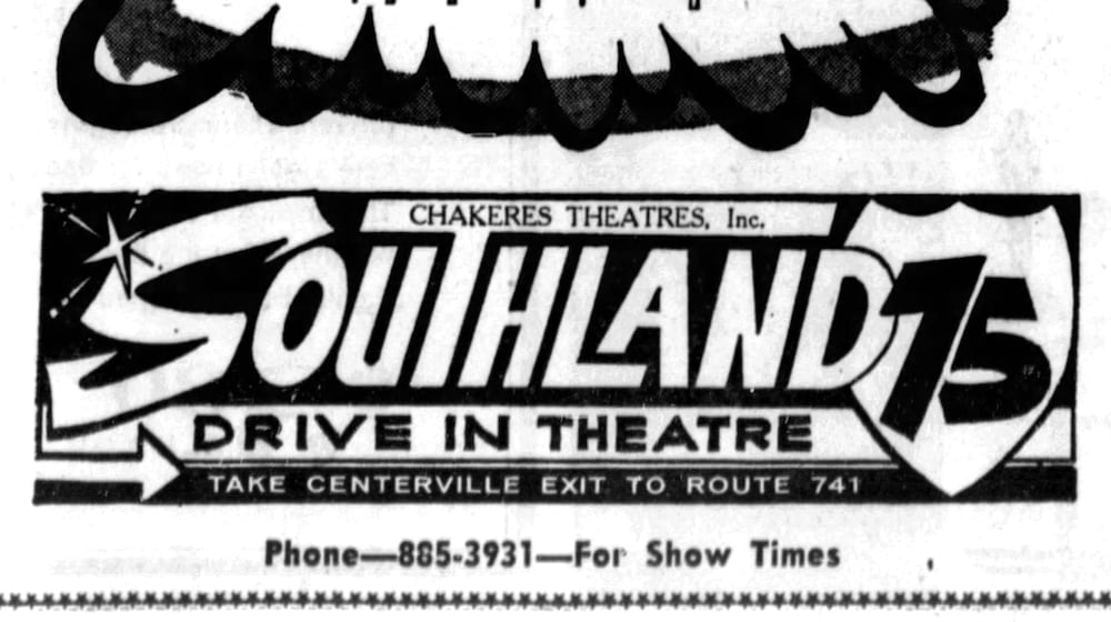 The Southland 75 drive-in movie theater opened in 1964. DAYTON DAILY NEWS ARCHIVES.