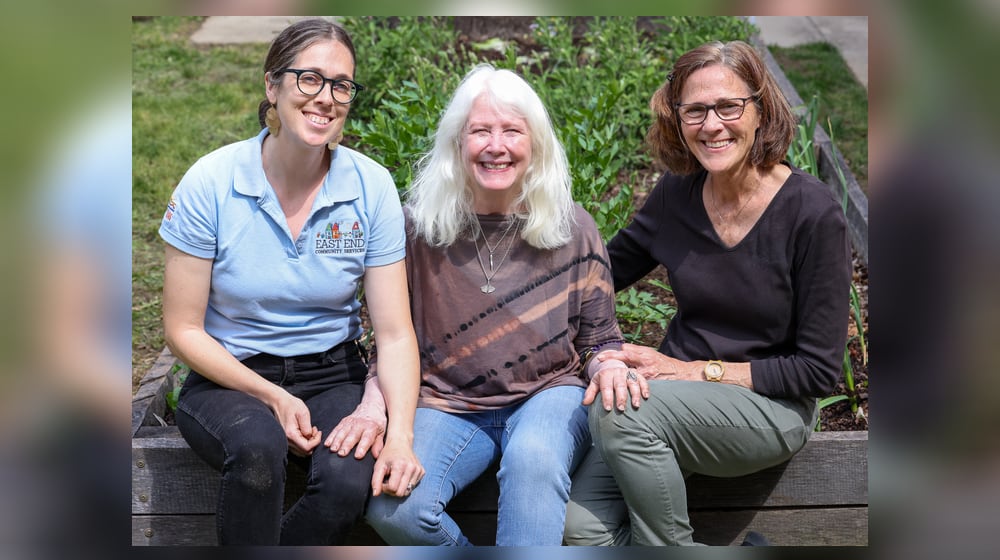 Janet Lawson (center) has been selected as a Dayton Daily News Community Gem. Lawson volunteers at Ruskin Elementary School with Libby Freeze (left) and Karen Raterman. The three instruct students on gardening. BRYANT BILLING / STAFF