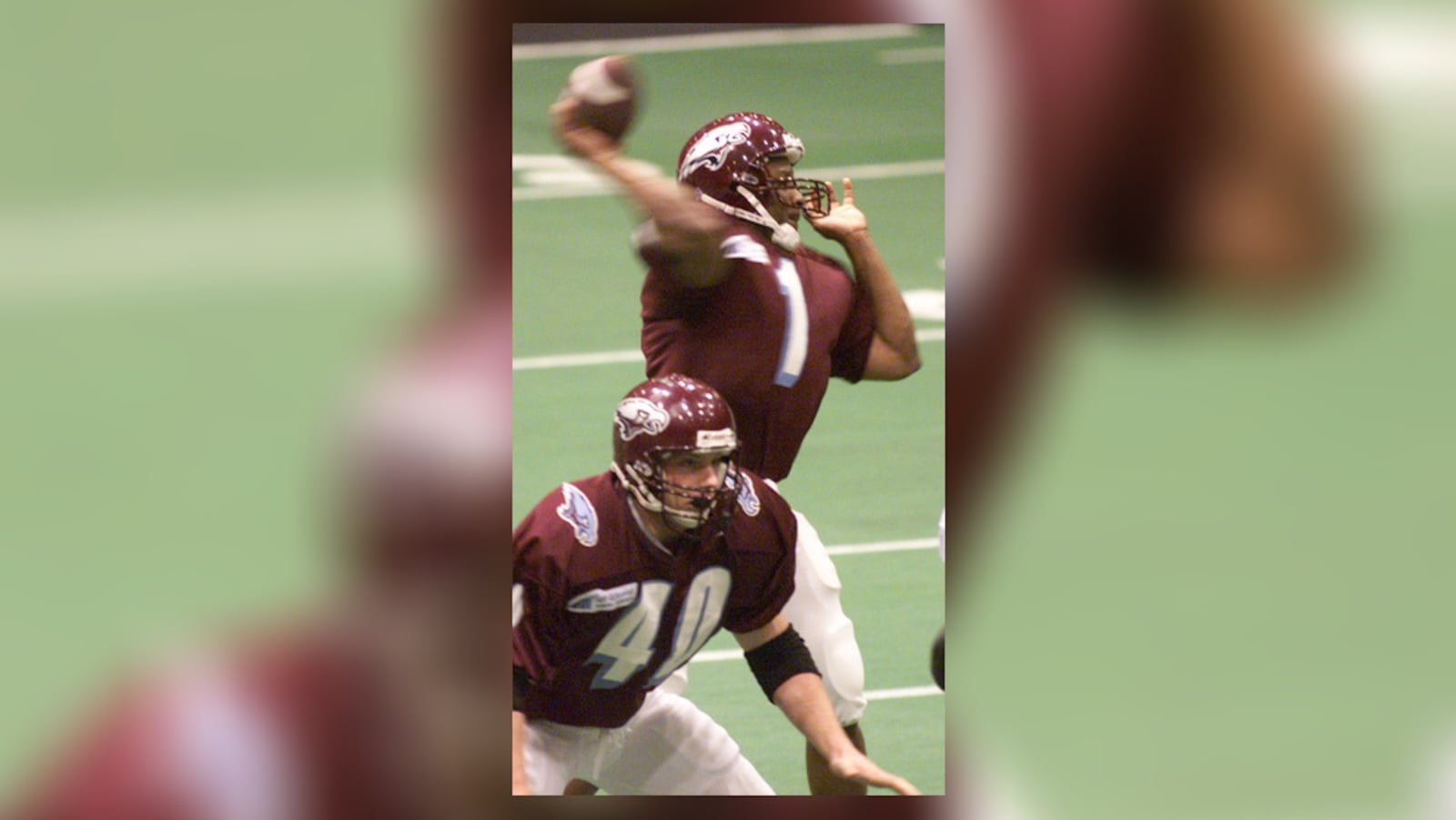 Meadowdale grad Eric Boykin quarterbacks for the Dayton Skyhawks against Green Bay at Hara Arena. LISA POWELL/STAFF